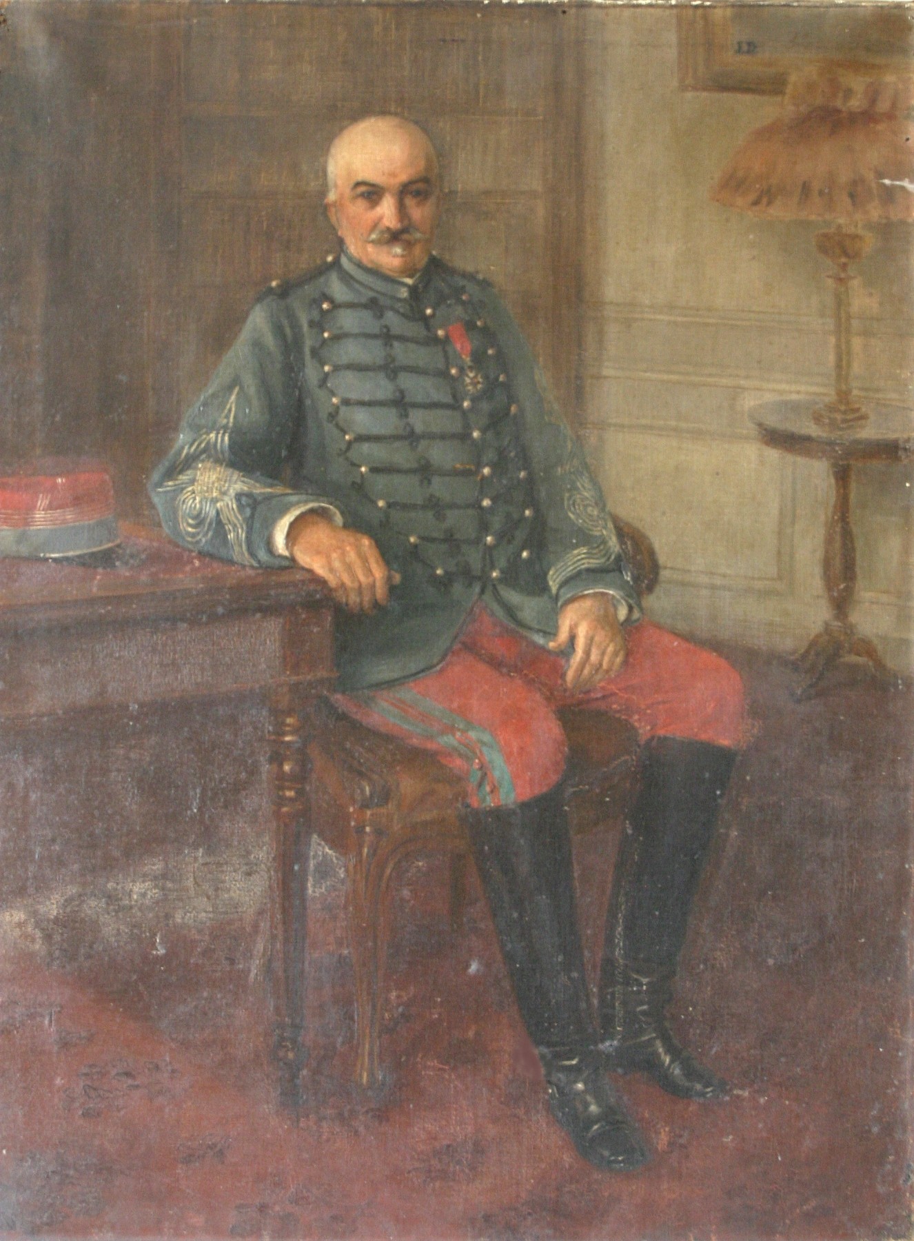 Le Colonel Dérigny en uniforme du 5e Régiment de Hussards, vers 1889.
(Portrait peint par sa femme, coll. Denis Havard de la Montagne) DR